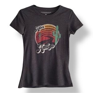 Aeropostale Adios Amigo Graphic Tee - Dark Heather Charcoal Gray‌‌‌‌‌‌‌‌‌‌